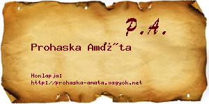 Prohaska Amáta névjegykártya